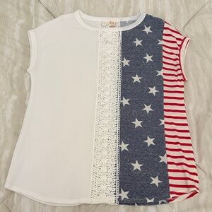 Women’s crochet Star-Stripe Cotton Top